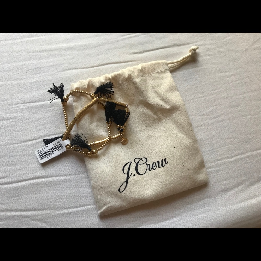 J.Crew Gold Bead & Tassel bracelet